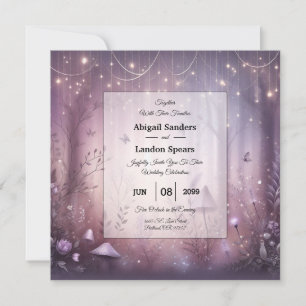 Convites Casamento das Luzes de Fada de Lavanda Mágica