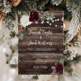 Convites Casamento das Luzes de Natal Rustic Wood