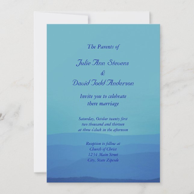 Convites Casamento das Montanhas Azul (Frente)