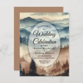 Convites Casamento das Montanhas Dusty Blue e Mocha Brown