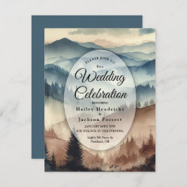 Convites Casamento das Montanhas Dusty Blue e Mocha Brown