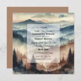 Convites Casamento das Montanhas Dusty Blue e Mocha Brown