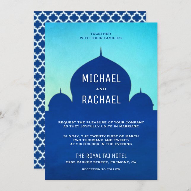 Convites Casamento das noites árabes marroquinas (Frente/Verso)