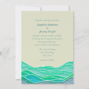 Convites Casamento das Ondas do Oceano Mágico Moderno
