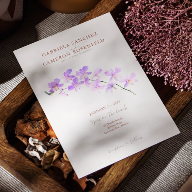 Convites Casamento das Orquídeas Florais do Terracotta Wate (Criador carregado)