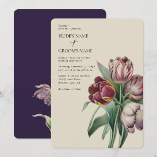 Convites Casamento das Tulipas Púrpuras Moody Watercolor