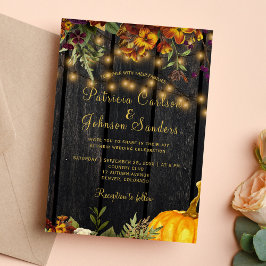 Convites Casamento de abóbora de madeira floral no outono r