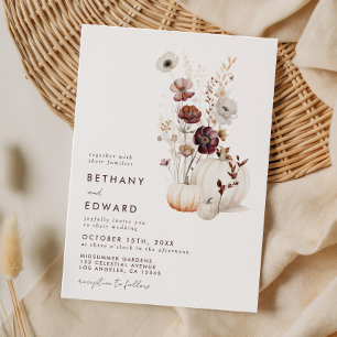 Convites Casamento de Abóbora Flor Silvestre Outono Boho