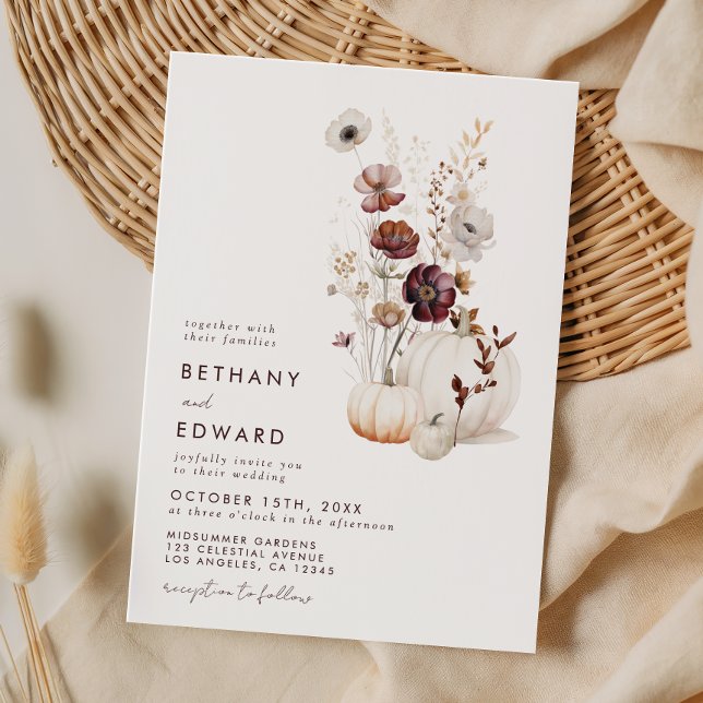 Convites Casamento de Abóbora Flor Silvestre Outono Boho (Criador carregado)
