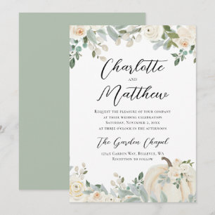 Convites Casamento de Abóbora Floral Moderna com Aquarela