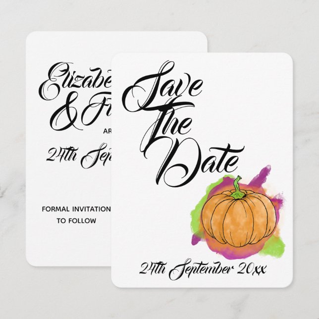 Convites Casamento de Abóbora Salvar a Data (Frente/Verso)