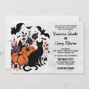 Convites Casamento de Abóboras de Gato Negro