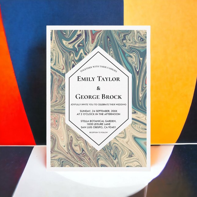 Convites Casamento de Abstrato artístico boêmico mínimo ele (Criador carregado)