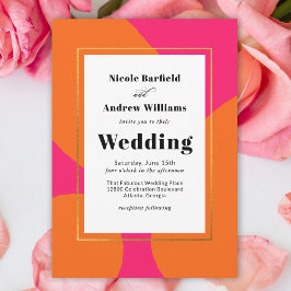 Convites Casamento de Abstrato cor-de-rosa-quente moderno e
