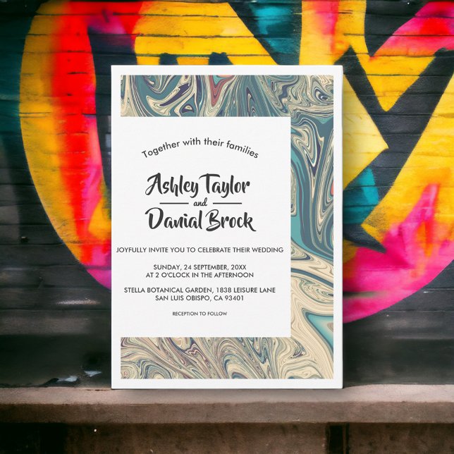 Convites Casamento de Abstrato da Terra Mínima da Boêmia Mo (Criador carregado)