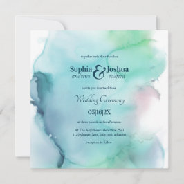 Convites Casamento de Abstrato de Aquarela Elegante Claro