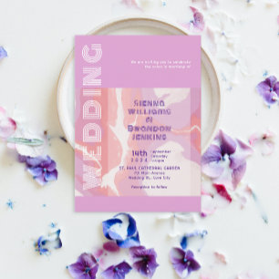 Convites Casamento de Abstrato de Arte de Pastel Rosa