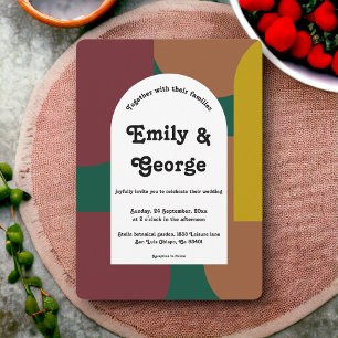 Convites Casamento de Abstrato de Arte Moderna do Groovy Re