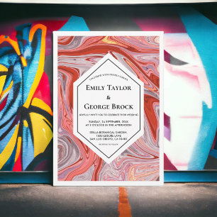 Convites Casamento de Abstrato de Lava Colorida Mínimo Eleg