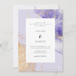 Convites Casamento de Abstrato e Roxo de Luxo