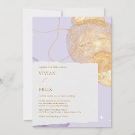 Convites Casamento de Abstrato e Roxo de Luxo