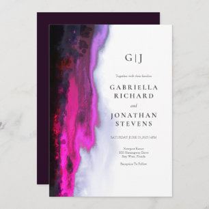 Convites Casamento de Abstrato Monograma da Borgonha Elegan