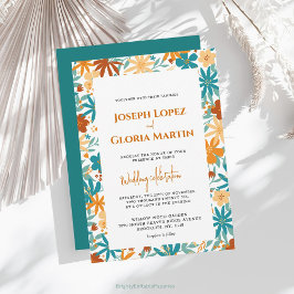 Convites Casamento de Abstrato Wildflower Bright Boho com C