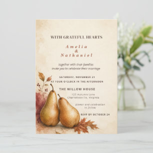 Convites Casamento de Ação de Graças no Outono com Aquarela