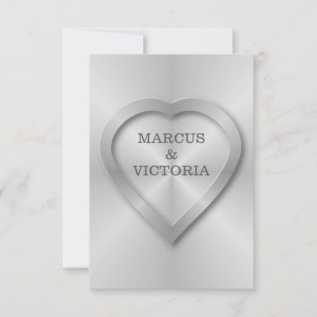 Convites Casamento de aço inoxidável escovado (Frente)