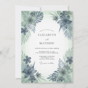 Convites Casamento de Aço Menta Palmeira Eucalipto