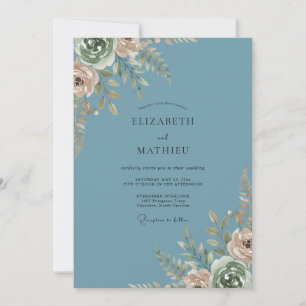 Convites Casamento de Aço Vintage Mauve Ranunculus Eucalipt