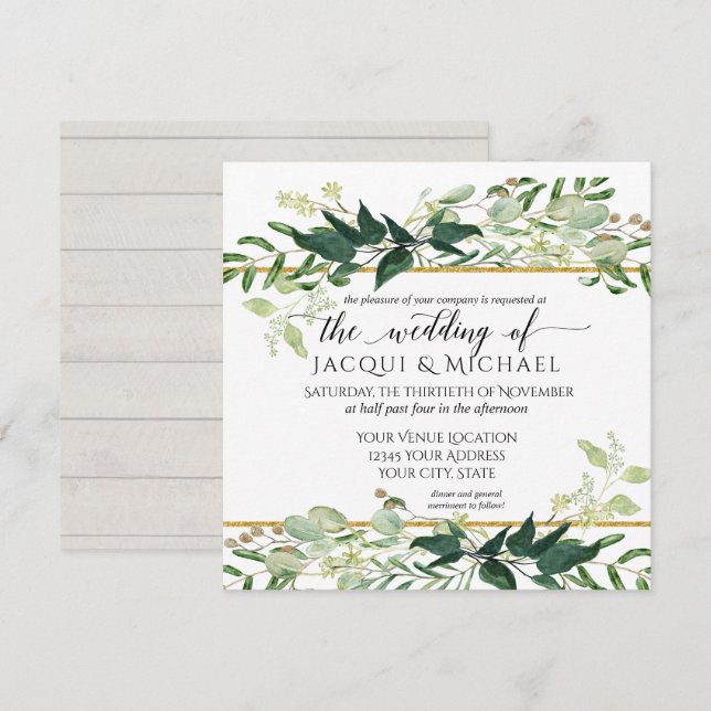 Convites Casamento de adegas Russos Eucalyptus Grove Greene (Frente/Verso)