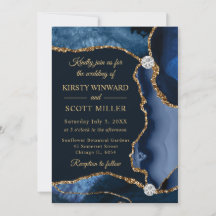 Casamento de Ágata Brilhante Azul e Dourado