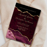 Convites Casamento de Agitação Dourada da Elegância Burgund<br><div class="desc">Dourada Elegância Glitter Agite Convite Para Casamento. Criado por © Casamentos Lesruba.</div>