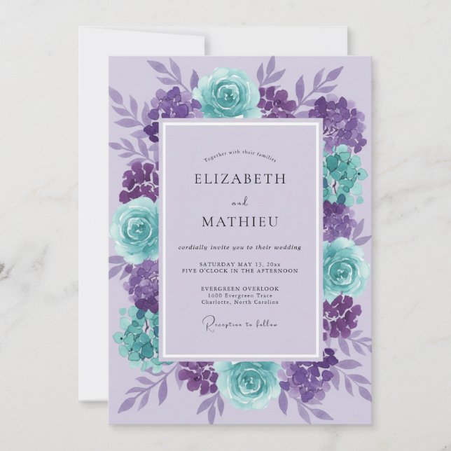 Convites Casamento de Água de Âmbar Ranunculus Eucalipto (Frente)
