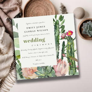 CONVITES CASAMENTO DE ÁGUA DE FOLIAGEM DE CACTI FLORAL DE