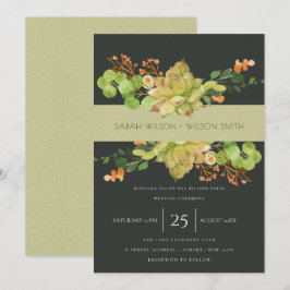 CONVITES CASAMENTO DE ÁGUA FLORAL DA LARANJA DE KRAFT SUCCU