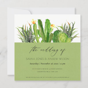 CONVITES CASAMENTO DE ÁGUA FLORAL MODERNO CACTUS FLORAL