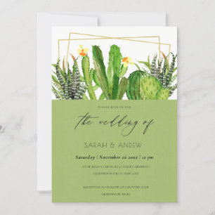 CONVITES CASAMENTO DE ÁGUA FLORAL MODERNO CACTUS FLORAL
