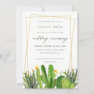 CONVITES CASAMENTO DE ÁGUA FLORAL MODERNO CACTUS FLORAL
