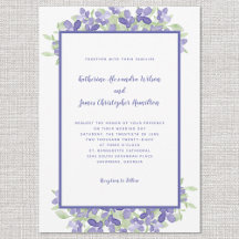 Casamento de aguarela floral azul pervinca elegant