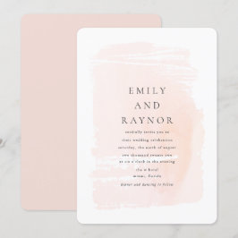 Convites Casamento de Aguarela Moderna Rosa Corado