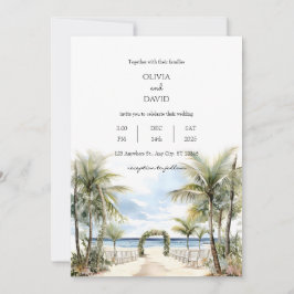 Convites Casamento de Aisle com Palma Tropical Lined Beach