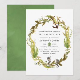 Convites Casamento de Algas Marinhas em Aquarela
