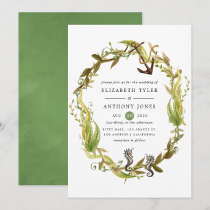 Convites Casamento de Algas Marinhas em Aquarela