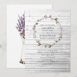 Convites Casamento de Algodão Lavanda Rústico