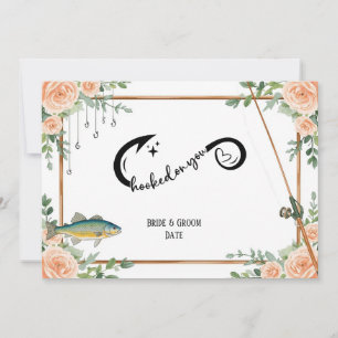 Convites Casamento de amante da pesca com vara e flores