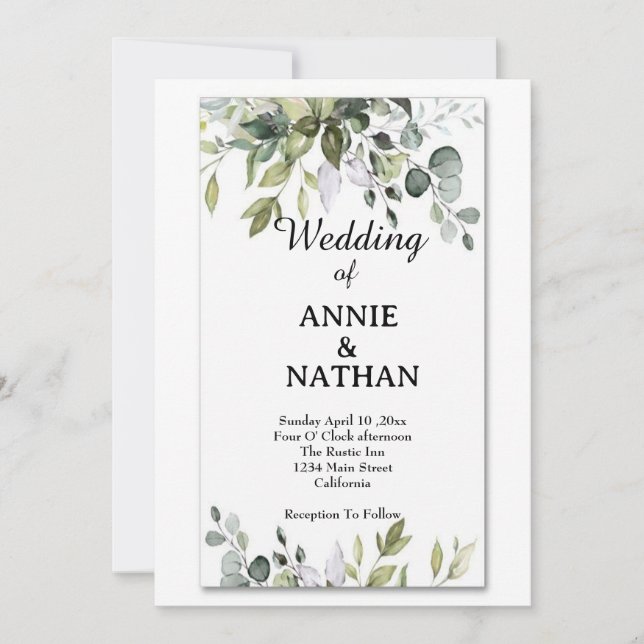 Convites Casamento de Amar Botos: Um Casamento de Eucalyptu (Frente)
