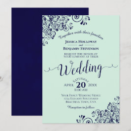 Convites Casamento de Amigos Azul de Lugar Verde e Marinho