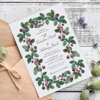 Convites Casamento de amoras em aquarela elegante